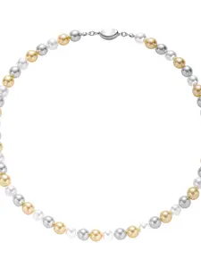 Canuo Silver Color Indian/pakistani Style Half Bridal Necklace Earrings Tikka Set, Rhinestones, Mixed Color Synthetic Pearls, Vintage Jewelry Gift