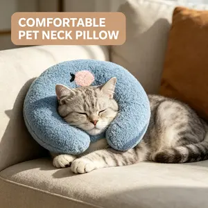 Soft U Shaped Pet Pillow for Cats and Dogs  Cozy Neck Support Cushion for Sleeping and Resting