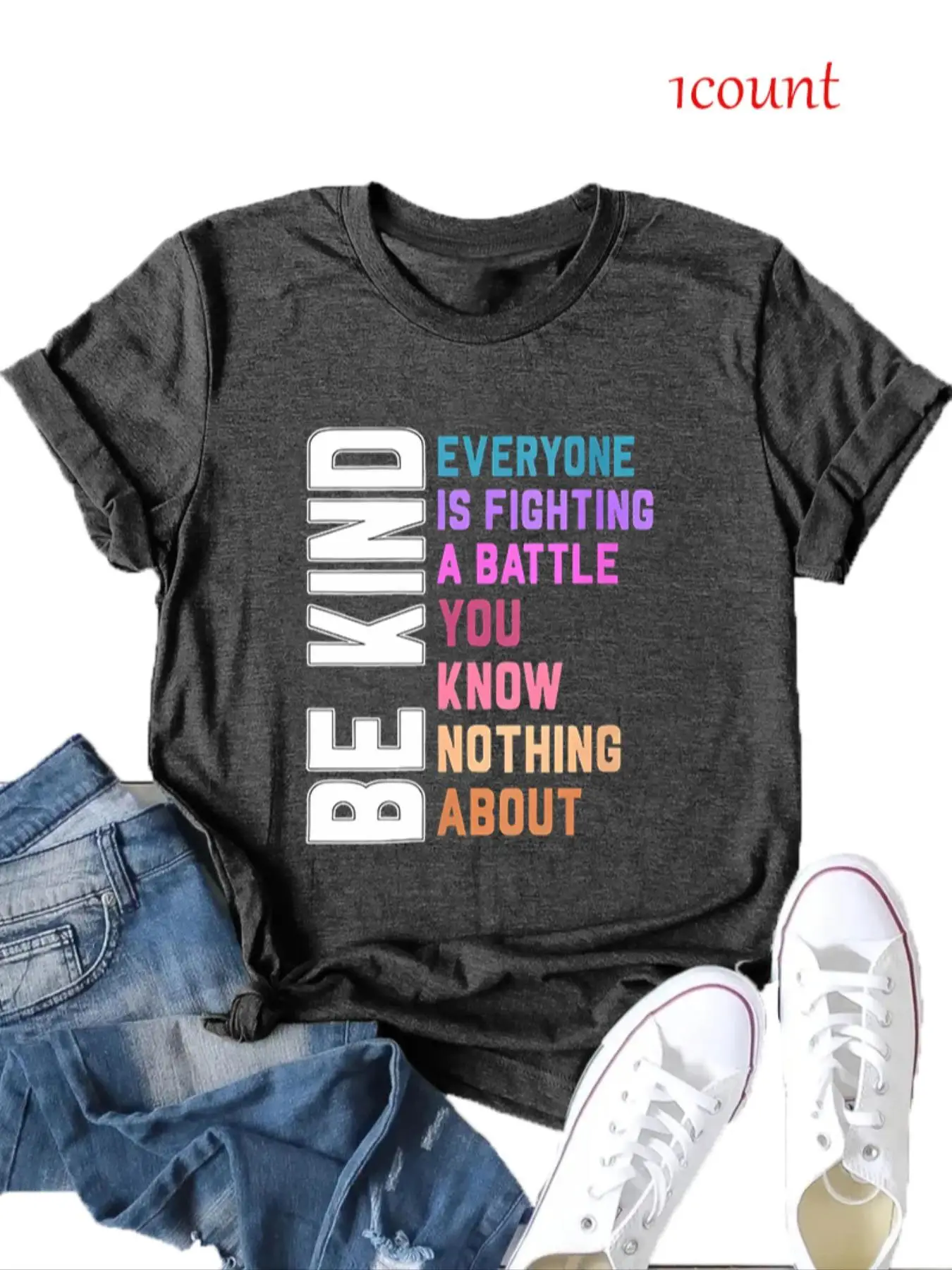 Women's Slogan Print Round Neck Tee, Fashion Casual Crew Neck T-Shirt for Daily Holiday Vacation Outdoor Wear, Ladies Clothes for Summer