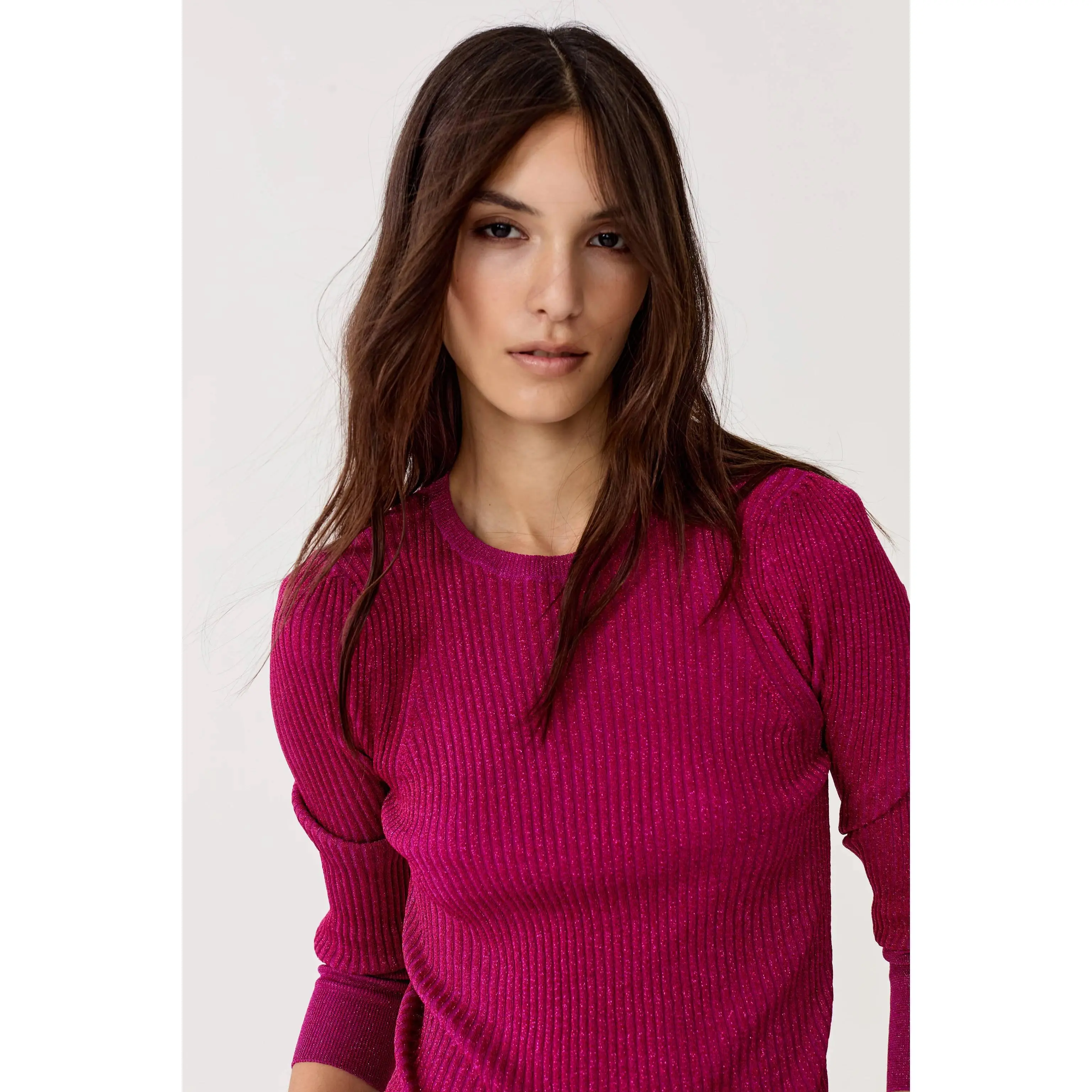 Vail Lurex Knitted Top - Fuchsia
