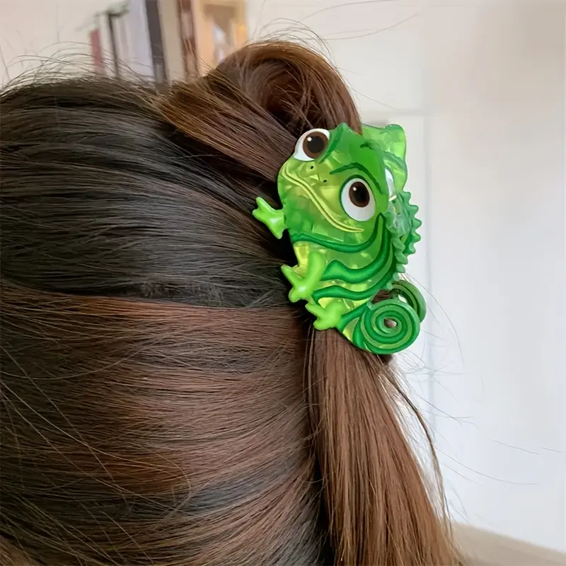 1pc Cute Frog Hair Claw Clip - Acetic Acid, Green Cartoon Animal Design with Expressive Eyes, Medium Size for Playful Hairstyles & Accessories