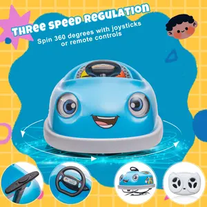 12V Electric Ride on Kids Bumper Car w/Remote Control,360 Degree Spin,Push Rod Rocker Horse Function,3-Speeds Babies & Toddlers Bumping Car Ride on  Gift for 1-4 Years Children toys