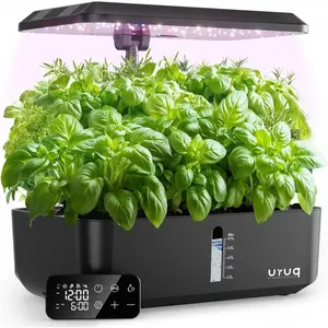 Indoor Hydroponics Growing System Kit:  12 Pods Gardening System  Garden Custom Time with LED Grow Light Height Adjustable Quiet  Germination Kit - Gardening Gifts for Women Men Black