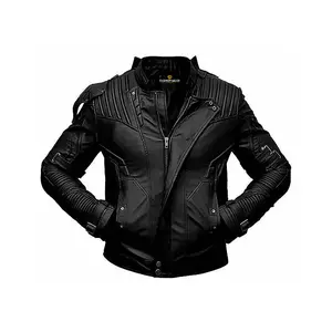 Men's Belted Cuffs Motorcycle Leather Jacket - Premium Original Leather