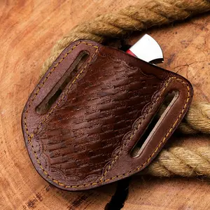 Handmade Pocket Leather Sheath, Slanted Pancake/Tooled/Belt/Trapper Sheath,TAN real leather (BROWN) Handmade Pocket Leather Sheath, Slanted Pancake/Tooled/Belt/Trapper Sheath,TAN real leather (BROWN)