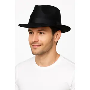 Classic Black Fedora Hat - Elegant Costume Accessory for Any Occasion