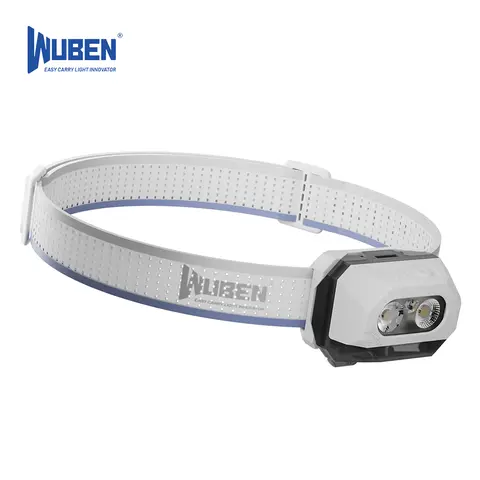 WUBEN H4 Rechargeable Headlamp with Gesture Control, Super Bright 800 Lumens Dual LED Spot/Flood, IP68 Waterproof, Red Safety Light, 90° Adjustable, Dual-Power (Rechargeable & AAA), 80g Ultra-Light for Camping, Work, Super Bright Light, Torch Lighting, Ad