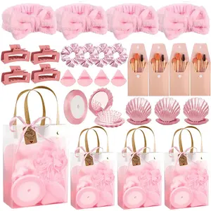 4SET/6SET Shower Prizes for Winners Gifts Shower Favors Including Headband Hair Brush Compact Mirror Bath Sponges Powder Puff Hair Tie Claw Makeup Brushes creative party gift up balloon unicorn mask dog blow original gender reveal balloon mom lights