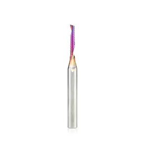 Amana Tool 51446-K CNC Spektra Coated SC Spiral O Single Flute, Plastic Cutting 1/8 D x 3/4 CH x 1/4 SHK x 2-1/2 Inch Long Up-Cut Router Bit with Mirror Finish