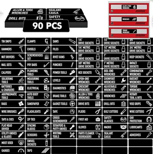 Magnetic Toolbox Organization Labels,90 Magnetic Tool Chest Stickers, Tool Accessories for Tool Box Drawers, Fits All Brands of Steel Tool Chest Organizer-3.5x 1 Inches
