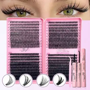 800pcs Mixed Length Eyelash Clusters Set Natural Makeup Effect False Eyelashes DlY Lash Extension Volume Thick Cluster Lashes With Tweezers Glue Spiral Brush