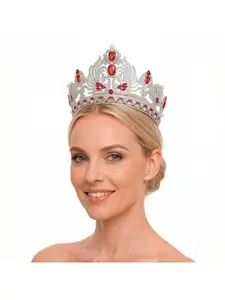European and American large purple zircon crown bridal catwalk crown hair accessories laurel baroque crown high-end round crown