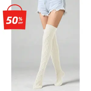 Women's Cable Knit Thigh High Boot Socks Extra Long Winter Stockings Leg Warmers