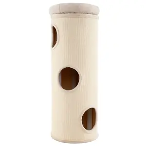 COSTWAY - 49 Inch Elevated Cat Cave 4-Story Cat House for Multiple Cats-Beige
