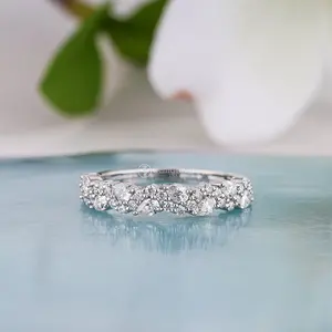 Cluster Marquise And Round Moissanite Wedding Band