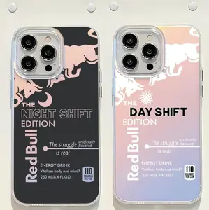 R.edbull Energy White Edition iPhone 17 16 15 14 13 12 11pro max and plus Case, Minimalist Energy Drink Design, Cool Modern Protective Case for iPhone 15 pro max case/iPhone17 case, Trendy Gift for Men and Women Pink Couple Gift for iPhone