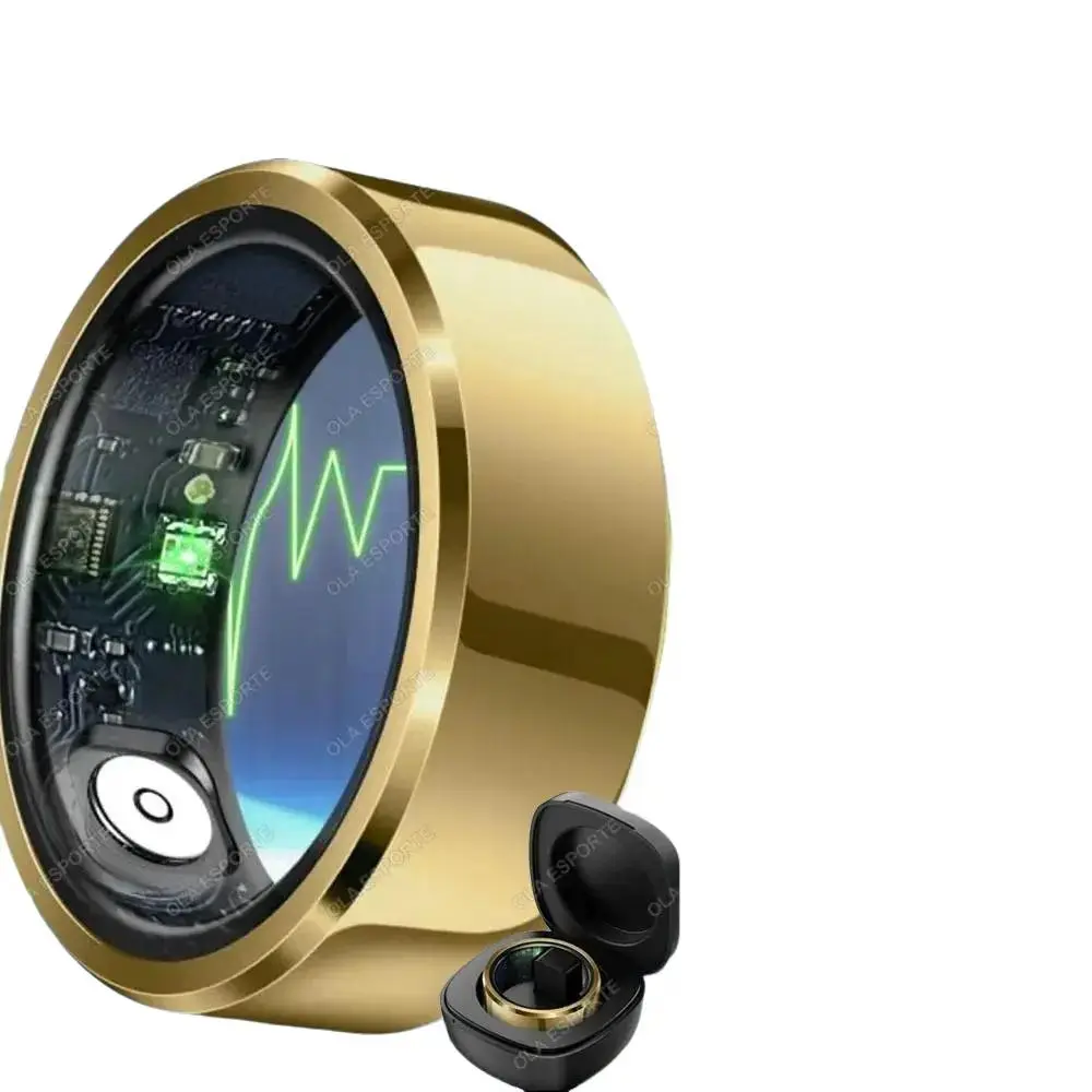 Compact Smart Ring Fitness Tracker - Multifunctional Waterproof Sport Wearable with Sleep & BP Monitoring, Built-in Headphones Match, Rechargeable Daily Health Device