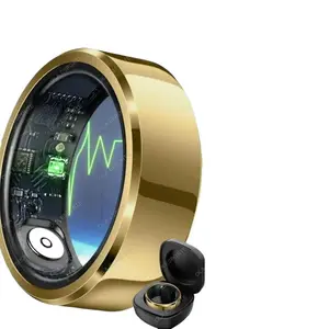 Compact Smart Ring Fitness Tracker - Multifunctional Waterproof Sport Wearable with Sleep & BP Monitoring, Built-in Headphones Match, Rechargeable Daily Health Device