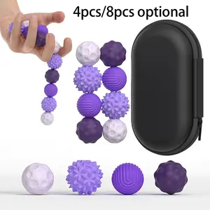 4/8pcs Purple Silicone Magnetic Fidget Balls, Stress Relief Fidgets, Textured Sensory Relaxation Supplies, Quiet Desk Fidget Magnets, Office Desk Gadgets, With Storage Case, Daily Relaxation Accessories For Women & Men