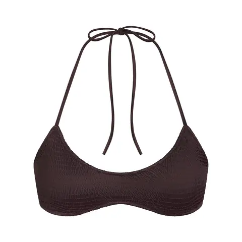 SKIMS SATIN SWIM SMOCKED SCOOP BIKINI TOP