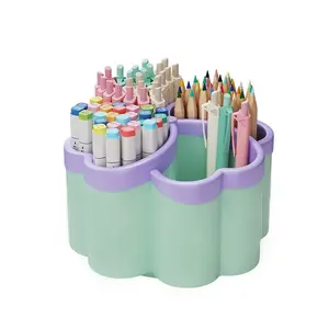 360° Rotating Desktop Organizer Box, 4 Large Compartments, Ideal for Office, School, Home, Pen, Pencil, Makeup Brush Storage, Stationery Organizer