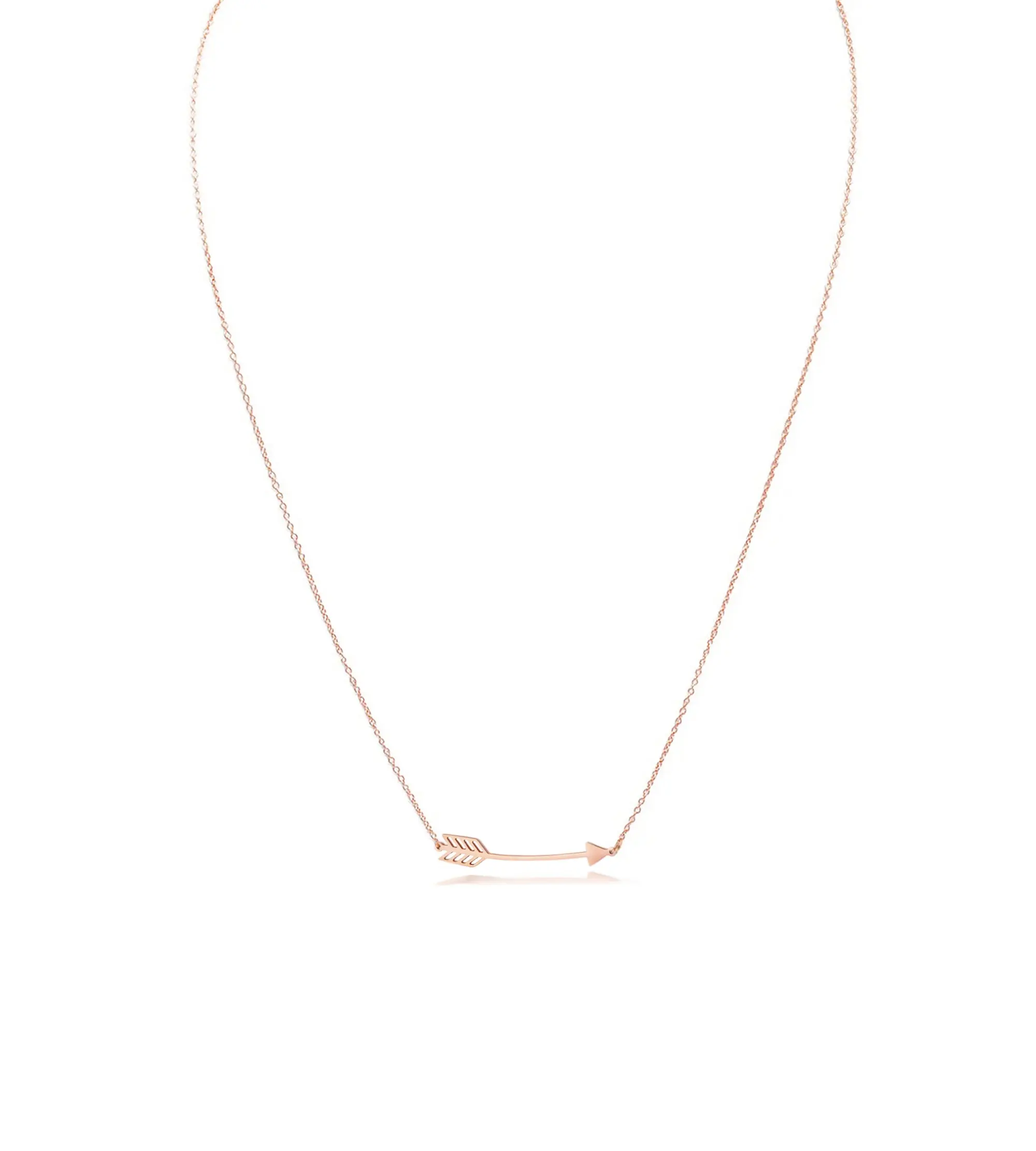 Ivy & Bauble Stainless Steel Arrow Pendant Necklaces in Rose-Gold Plating, Gift for Her, 16"+2”