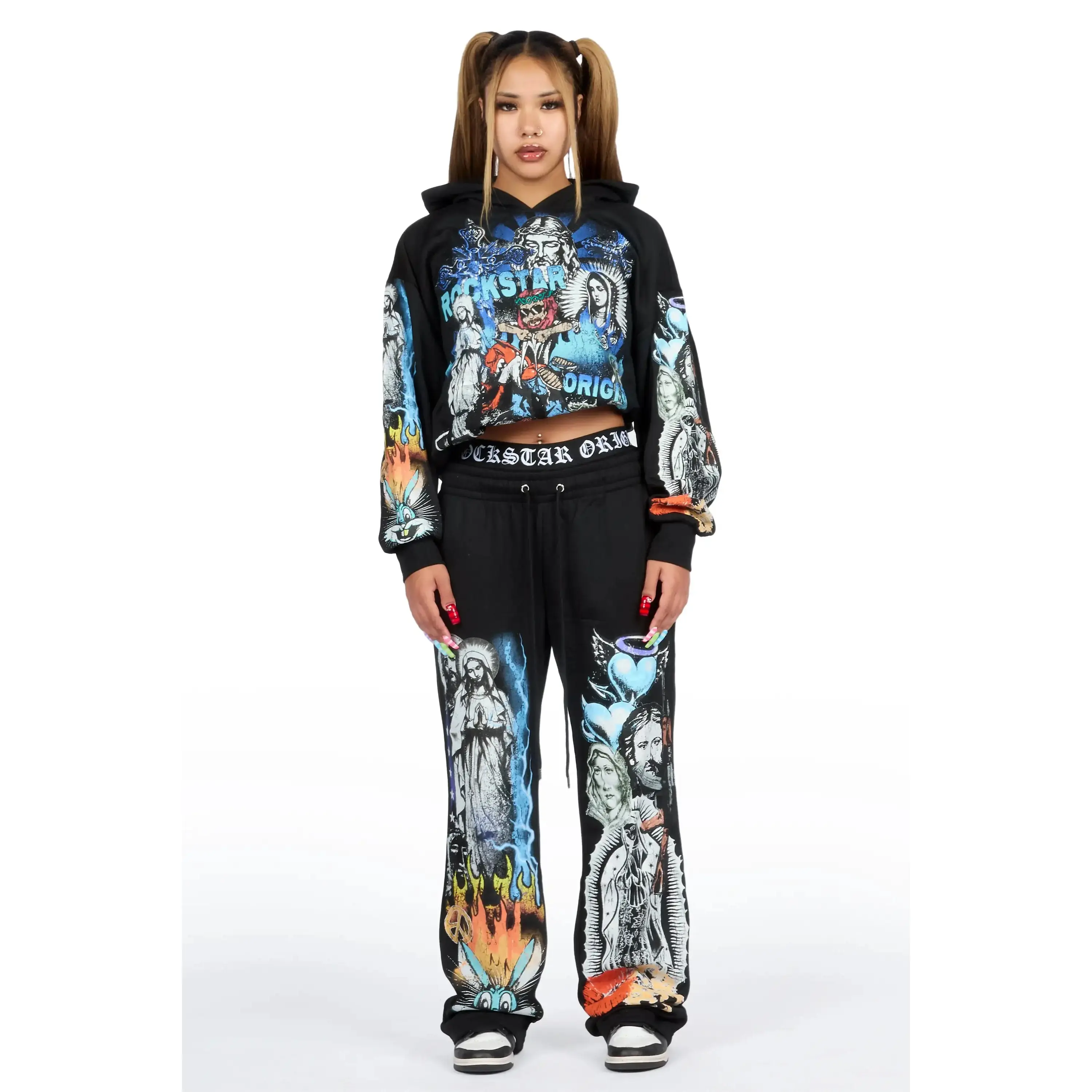 Obscura Black Graphic Baggy Fit Track Set