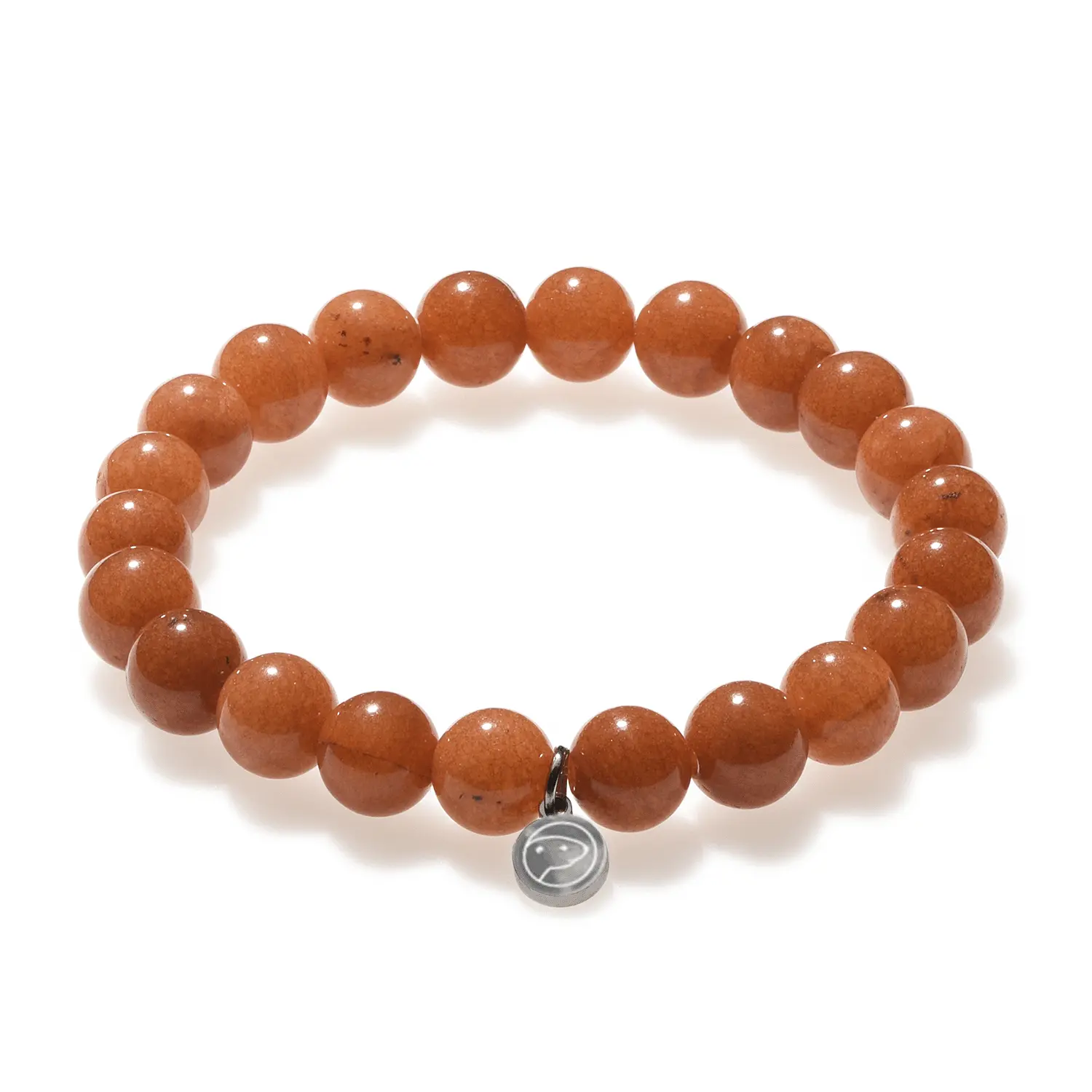 Women's Round 8mm Beaded Natural Crystal Energy Bracelet, Orange Aventurine, Sterling Silver Otter Spirit Charm, Third Eye & Crown Chakra, Success & Money, Adults' Natural Crystal Beaded Jewelry, Dainty Crystal Bracelet, High Quality Bracelet