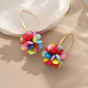 [Cute Beaded Earrings] Cute Bohemian Beaded Flower Earrings for Women |   Candy-Colored |   Bead Colors Are Random