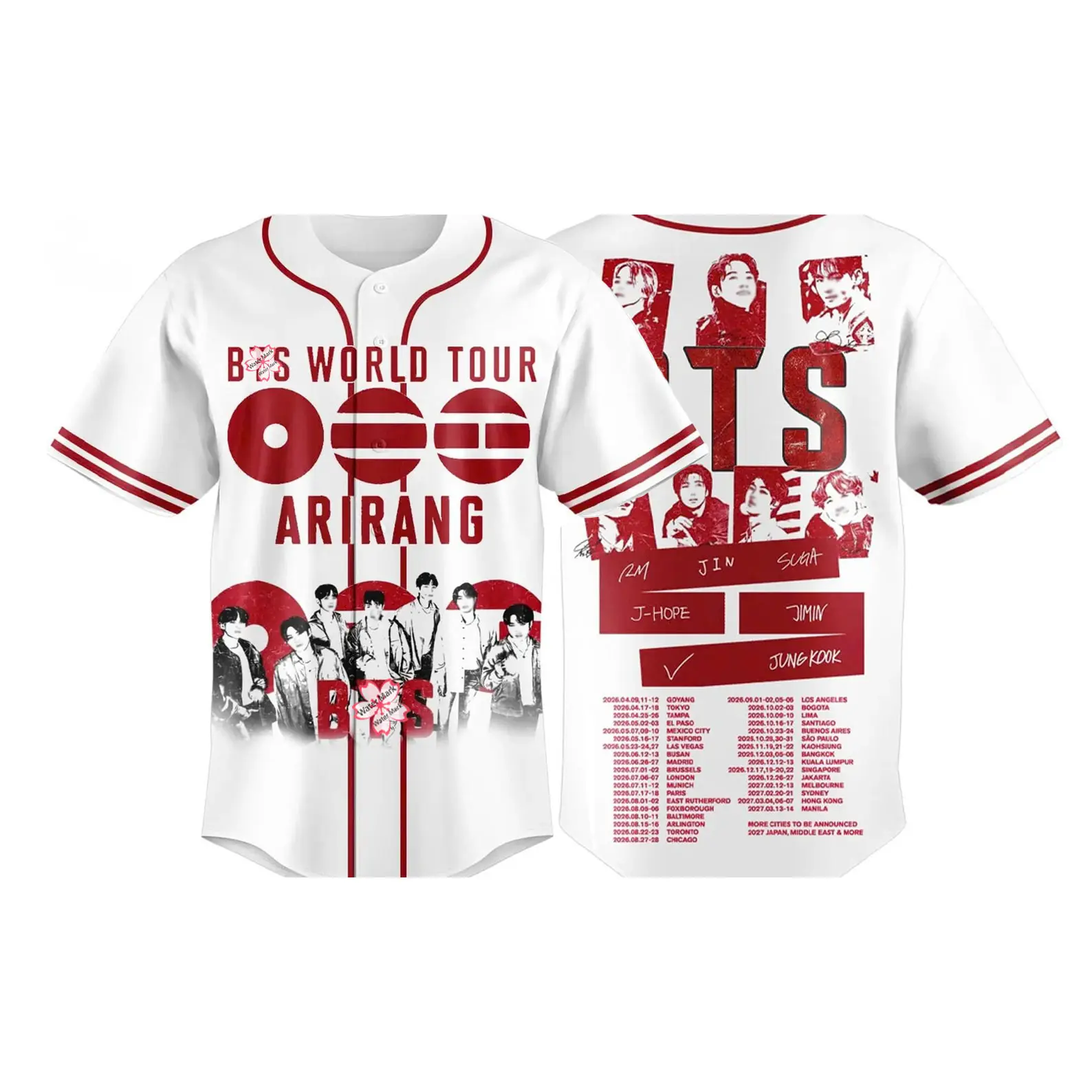 Personalized Arirang World Tour Baseball Jersey, Custom Bangtan Member Jersey, Custom Name Number Jersey, Kpop Concert Baseball Jersey, Kpop Fan Gift, Boy Group Kpop Concert Outfit