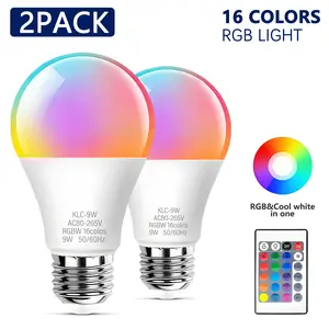 Kasotile RGB LED Bulb 9w, Remote Control E27/e26, 16 Colors, 4 Modes, Dimmable, Timer, Mood Light, Holiday Party, Bedroom, Living Room