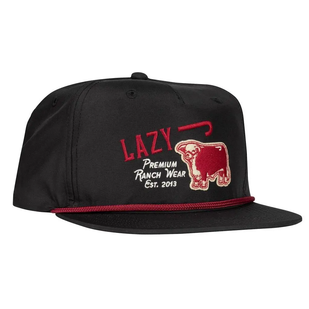 Lazy J Black & Red Premium Ranch Rope Trucker Hat