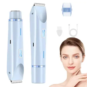 Bikini Trimmer for Women 2 in 1, Dual Head Womens Electric Shaver, Electric Razors for Pubic Hair, Rechargeable Facial Hair Removal for Shaving Underarm Leg Arm Body Face