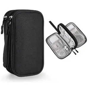 Travel Cable Organizer Pouch, Travel Organization Pouch, Portable Waterproof Carry Case, Double Layers Storage Bag, for Cord, Charger, Phone, Earphone
