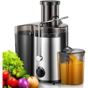 Juicer Machine, 500W Centrifugal Juicer Extractor with Wide Mouth 3" Feed Chute for Fruit Vegetable, Easy to Clean, Stainless Steel,  (Black)