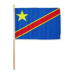 Democratic Republic of the Congo 12in x 18in Mounted Stick Flag