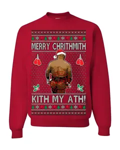 Merry Chrithmith Kith My Ath, Mike Tyson Butt Viral Kiss My Ass Boxing Fight Meme, Men Women Funny Ugly Christmas Sweater Ugly Christmas