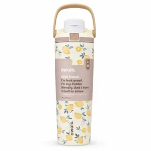 Owala Lemon Floral 30oz Stainless Steel Water Bottle Leakproof Built In Straw Travel Tumbler