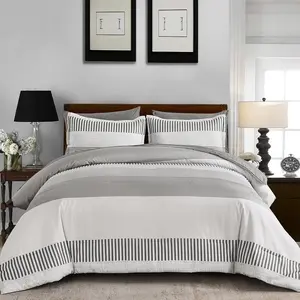 Full Size Comforter Sets for College Dorm, Striped Comforter Set,Simple Neutral-Style Comfortable Comforter Set