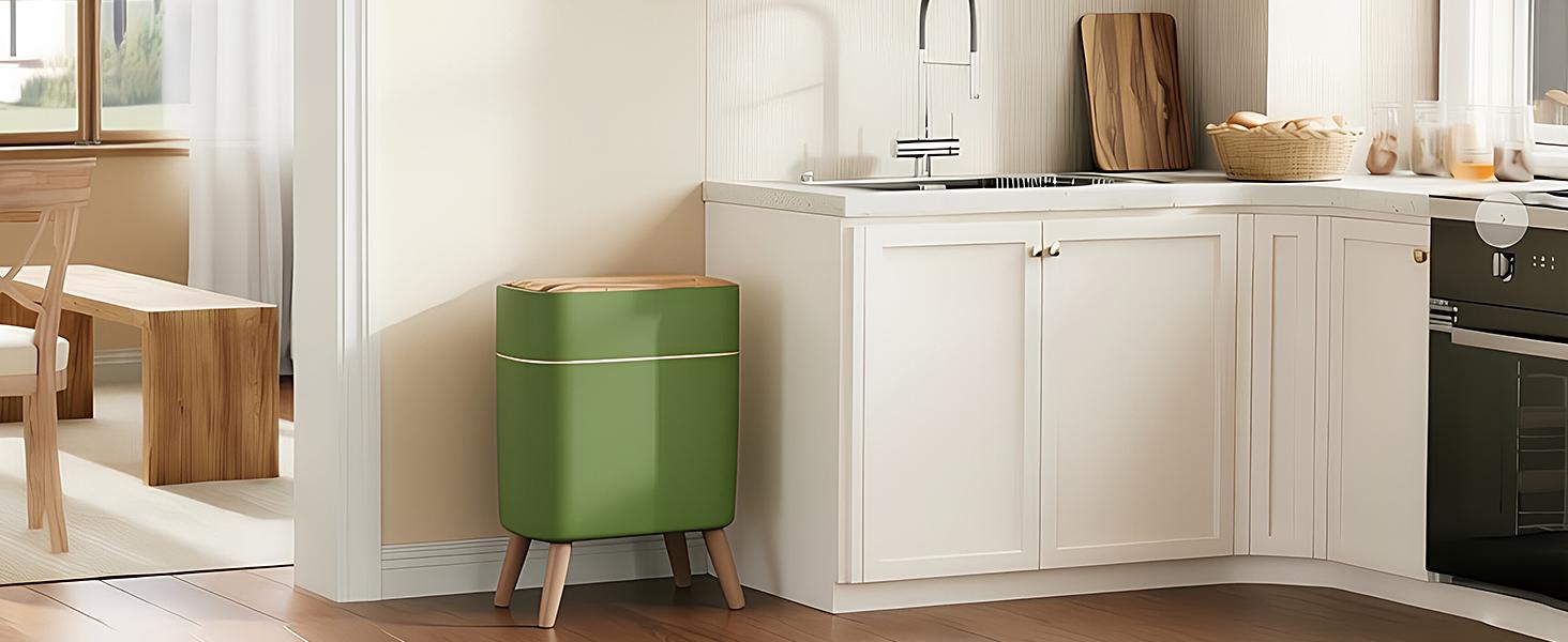 Pukomc Motion Sensor Trash Can with Lid Touchless Waterproof Garbage Bins for Kitchen Bathroom Bedroom Living Room Office Outdoor Black Automatic Dustbin with Wave Stripes and Pop-up Lid