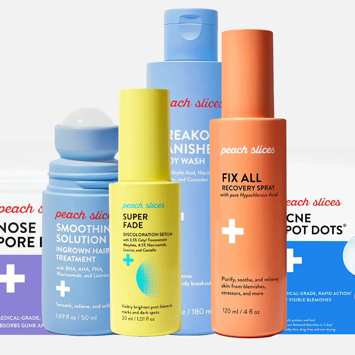 Mega Bundle (Ingrown Hair, Breakout Body Wash, Fix All, Acne Spot Dots (60 Ct), Nose Pore Patches, Super Fade Serum)