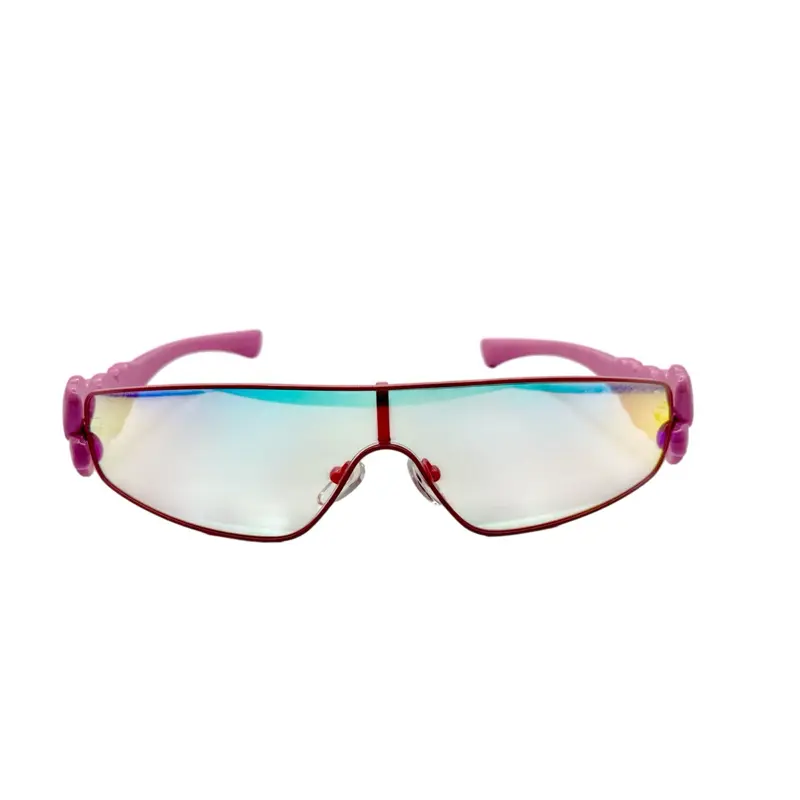 Women's ELLE Rimless Heart-Arm Tinted Lens Sunglasses, Modern Vintage Wrap Around Glasses with Sleek Wraparound Shield Design, Designer-Inspired Statement Styling, UV400 Protection Fashion Accessory