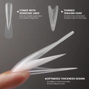 YOKEFELLOW Original Sandwich Nails Dual Forms W560 Stiletto Nail Mold for Quick Nails Extension Reusable Nail Forms 240PCS/BOX 15 Size Nail Extension Upper Forms No Paper Forms Needed Plastic Form Salon Nail Art Tools