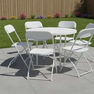 HomeRoots 639954 31 x 18.10 x 18 in. White Metal Outdoor Folding Stacking Dining Chair - Set of 6