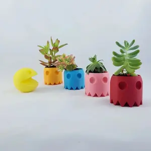 PacMan and Ghosts Flower Plant Planter Pots - Fun & Playful Design, Customizable Sizes, Multiple Colors, Perfect for Home & Office Decor, Garden Accessories