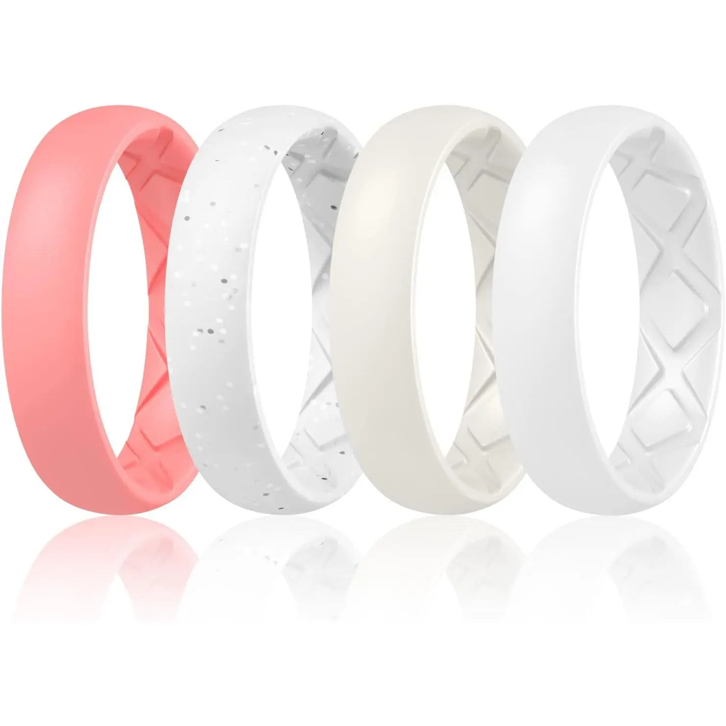 SETD-Faint Red, White Silver Glitter, Ivory, White