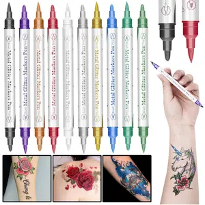 Temporary Dual-Head Tattoo Pen Drawing Pen, 10 Colors, Washable Skin Painting Marker, Easy to Remove, Graffiti Pen