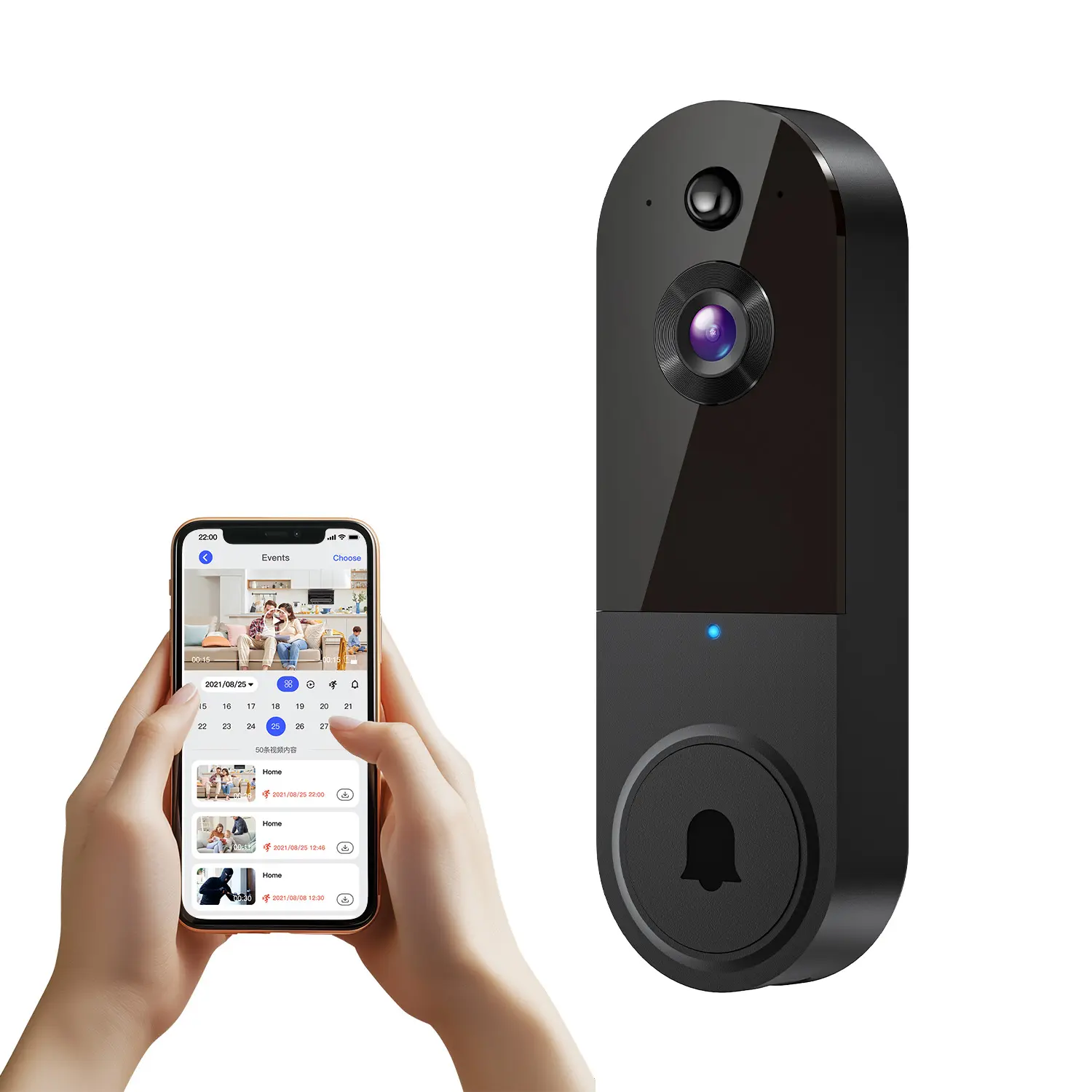 T50 1080P Wireless Doorbell Camera Smart WiFi Video Doorbell with AI Human Detection Two-Way Audio Night Vision Cloud Storage Instant Alert 2.4Ghz WiFi Outdoor Security Camera Rechargeable Battery Powered