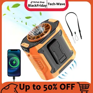 TikTokShopfalldealsforyou Personal Waist Portable Rechargeable Fan, 8H Runtime, 5000mAh Battery Power bank，3 Speeds 5300RPM Airflow, LED Light, Wearable Belt Fan for Outdoor, Jobsite, Farms, Traveling, Fishing