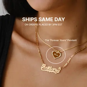 [Tres Colori] Forever Yours Pendant Necklace Engraved Heart Pendant Necklace Custom Made Personalized Engraved Necklace Ships Same Day Minimalist Love Jewelry for Women & Men